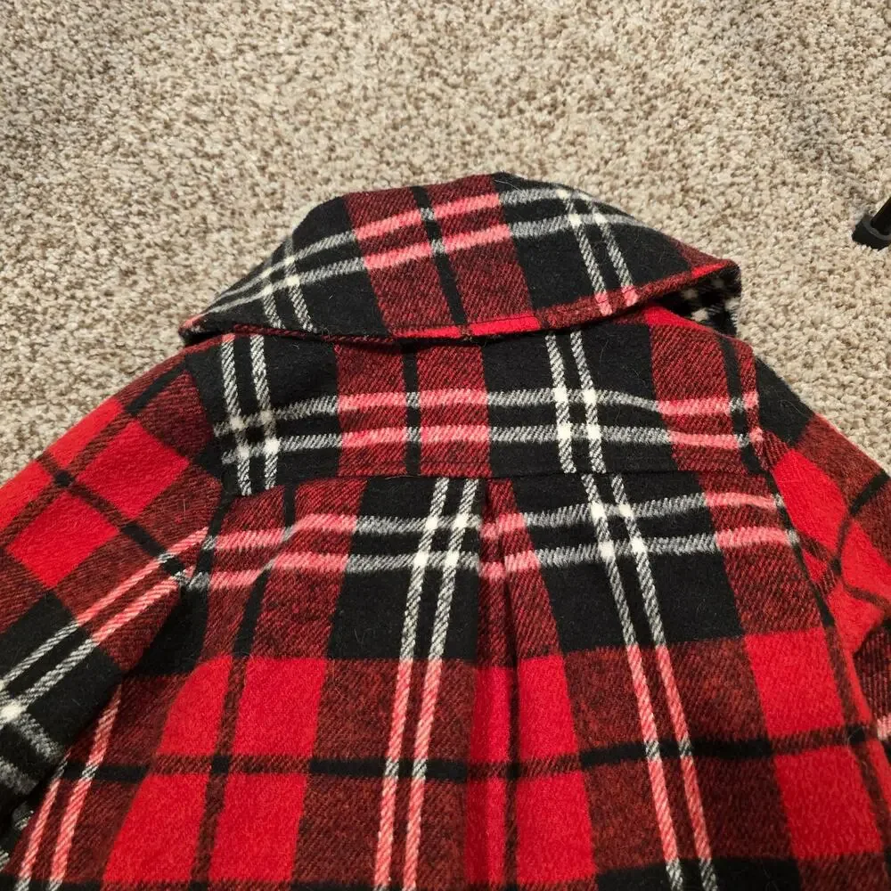 Baby Girl London Fog Red Plaid Wool Blend Full Zip Peacoat | Size 18 Months